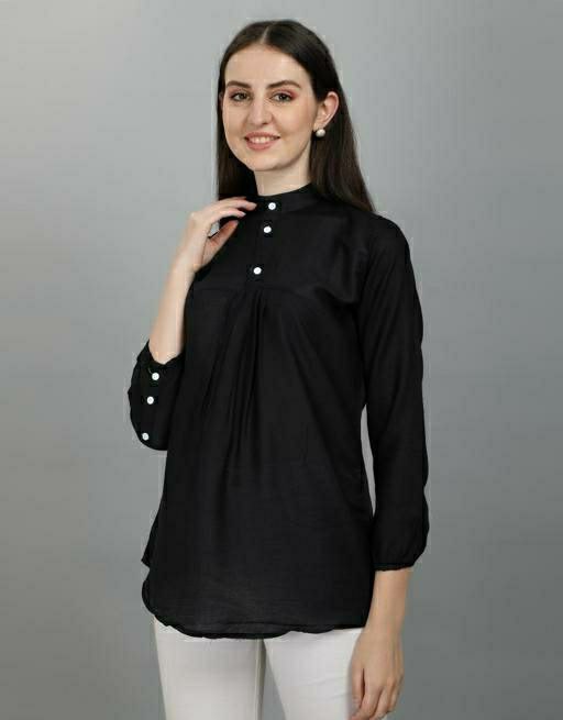Swan Shade Elegant Rayon Black Top